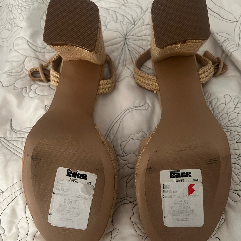 Steve Madden Beige Raffia Wedge Sandals - Picture 11 of 11